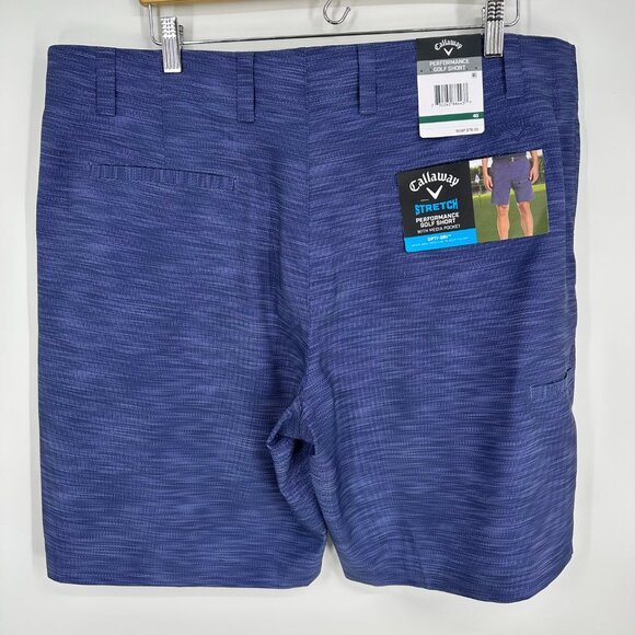 Callaway Performance Golf Shorts 40 Dri Fit Stretch Blue Marled Ball Pocket NWT - Picture 6 of 10